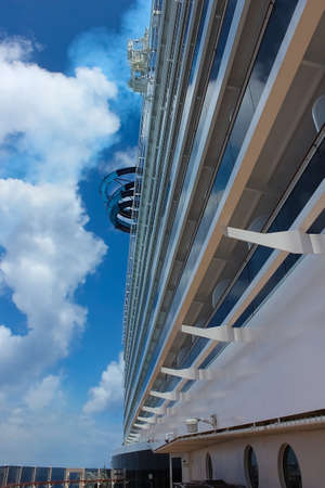 Luxury Cruise Ship Deck on sunny dayの写真素材