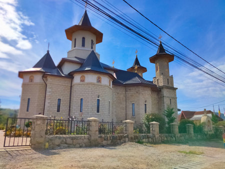 Oituz, Romania - September 26, 2022: Oituz Orthodox Parish dedicated to St. Emperors Constantin and Elenaのeditorial素材