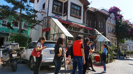 Istanbul, Turkey - September 14, 2022: Street view in Sultanahmet. This is the most popular tourist place in Istanbul.のeditorial素材