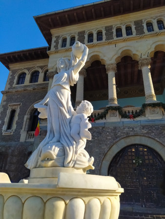 Busteni, Romania - December 30, 2022: The Cantacuzino Castle or Nevermore Academy - the place where the Wednesday series film was filmedのeditorial素材