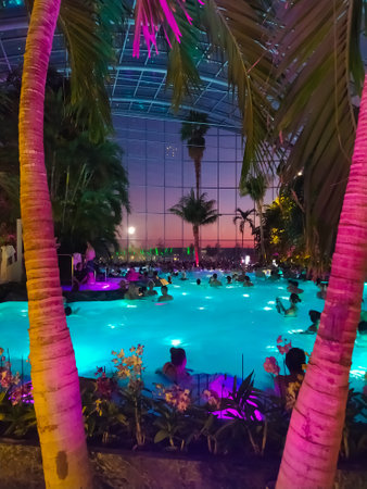 Busteni, Romania - January 1, 2023: People at Therme Bucharest - the largest entertainment and wellness family complex for rest and relaxationのeditorial素材