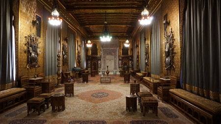 Sinaia, Romania - December 31, 2022: The rich interior of the Peles castle in Sinaia, in Romania