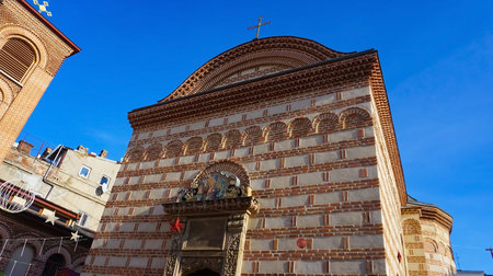 Biserica Sfantul Anton Church at downtown or old town of city of Bucharest, Romaniaの写真素材