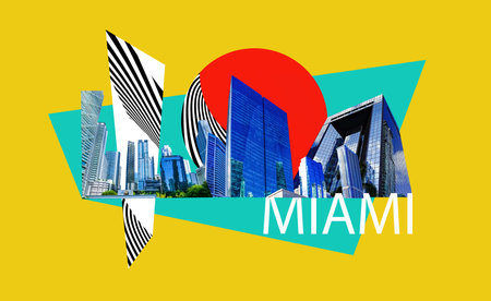 Art design about Miami, Florida, United States of America. It is world famous travel location.の写真素材
