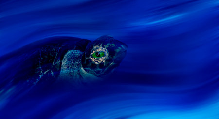 Turtle. Conceptual artwork with sea - animal concept