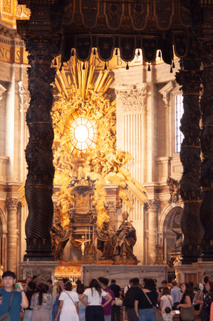 Vatican city, Italy - October 3, 2023: The interior of St. Peter's Basilica. St. Peter's Basilica until recently was considered largest Christian church in the worldのeditorial素材