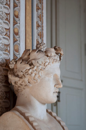 Vatican city, Italy - October 3, 2023: Marble sculptures and busts in the Vatican Museums, Vatican...