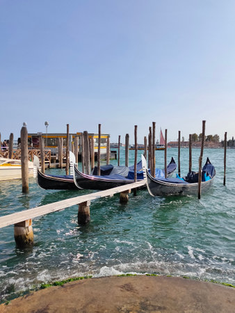 Classic view of Venice with canal and old buildings at Italyの写真素材