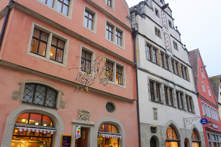 Rothenburg ob der Tauber, Germany - October 20, 2023: Old historical buildings at Rothenburg ob der Tauber - old fortified city in Germany.のeditorial素材
