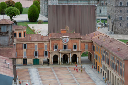 Viserba, Italy - June 25, 2024: Emilia-Romagna at Theme park Italy in Miniature or Italia in Miniatura in Rimini, Italy - Reproduction of famous attractions in a small scaleのeditorial素材