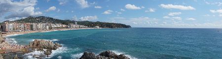 Spain. Beautiful views of the beach of Lloret De Mar. The beach in Costa Brava of Catalonia at sunny...