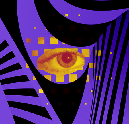 Geometric art collage with female eye closeup - designの写真素材