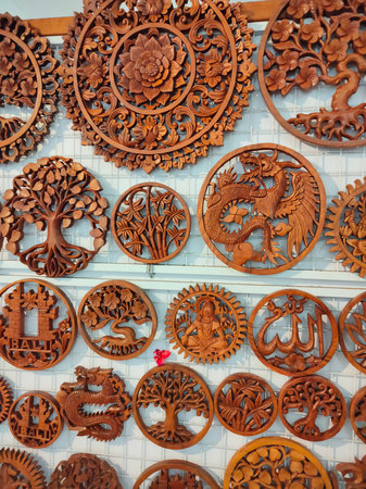 Traditional wood carving from the Java region of Indonesiaの写真素材