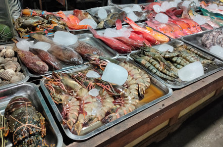 Fresh seafood at Gili Trawangan night marketの写真素材
