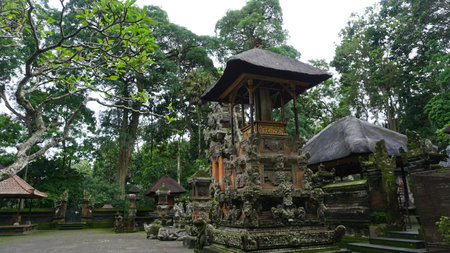 Statue at Ubud Monkey Forest near Hindu temples Padangtegal, Ubud, Bali, Indonesia