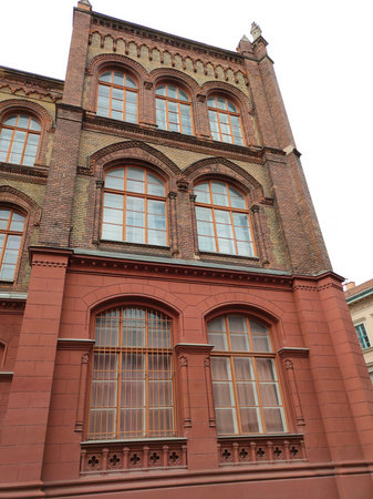 Facade of old building in center of Budapest at Hungaryの写真素材