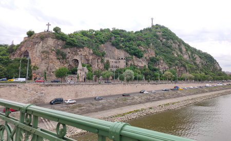 Cave church of Our Lady on Gellert mountain, Budapest at Hungaryの写真素材