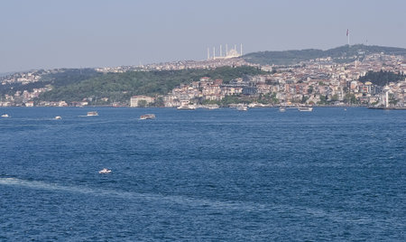 Panorama of Istanbul city and Bosfor. Istanbul is the largest city in Turkey, constituting the country's cultural and historical heart.の写真素材