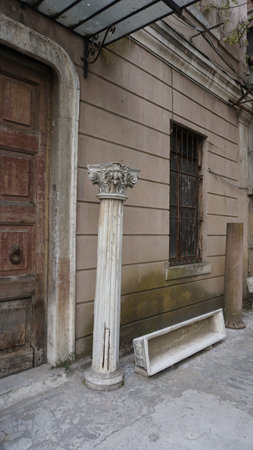Turkish courtyard with old buildings in the old town, Istanbul, Turkey, Europeの写真素材