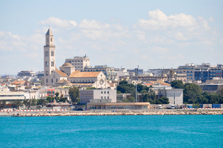 Aerial view from sea of San Sabino cathedral at Bari, Italyの写真素材