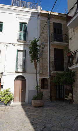 Facade of old town at Bari in Apulia. Bari is the capital city of Apulia region on the Adriatic sea, in southern Italyの写真素材