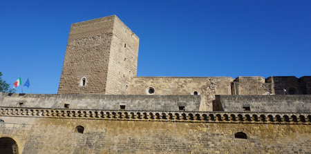 Bari Castle is a medieval castle located in southern Italy. Italian: Castello di Bari. Swabian castle. Medieval architecture of the capital of Apuliaの写真素材