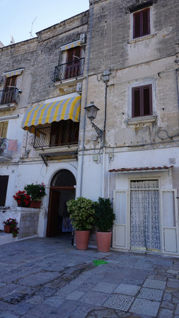 Facade of old town at Bari in Apulia. Bari is the capital city of Apulia region on the Adriatic sea, in southern Italyの写真素材