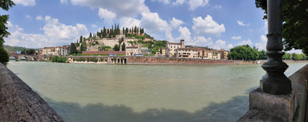 Castel San Pietro overlooking river Adige in Verona at Italy.