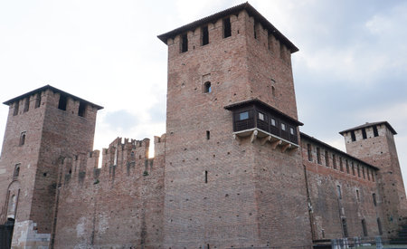 Castelvecchio Old Castle or Scaliger Fortress in Verona, Italy Exteriorの写真素材