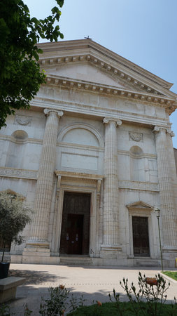 White historical church of San Nicolo in Verona at Italy.の写真素材