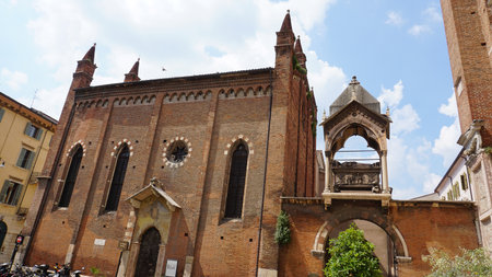 Basilica of Santa Anastasia is an important Catholic place of worship in Verona, Italy. Facadeの写真素材