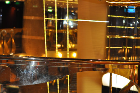 Trieste, Italy - May 9, 2025: Interior of the Atrium in the at cruise ship MSC Fantasia, the big cruise ship built in Italy.の写真素材