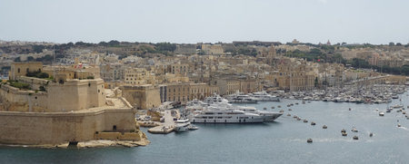 Valetta, Malta - waterfront on the Grand Harborの写真素材