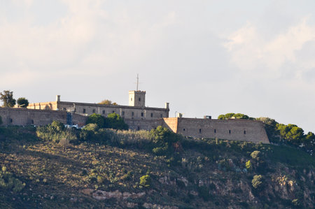 Beautiful view of Montjuic Castle in Barcelona at Spainの写真素材