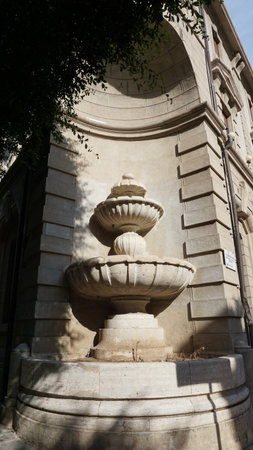 Beautiful view of old facade of building at Messina old city, Sicily, Italyの写真素材
