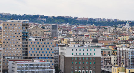 Aerial View of roof, street, building of Napoli at Italyの写真素材