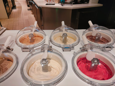 Barcelona, Spain - September 26, 2025: Interior of the chocolate bar in cruise ship MSC World Europaのeditorial素材