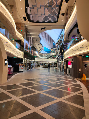 Marseille, France - September 26, 2025 : World Galleria of the cruise ship MSC World Europa, a ship of company MSC Cruises.のeditorial素材