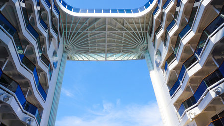 Valletta, Malta - September 24, 2025: Beautiful view of deck and promenade from MSC WORLD EUROPA cruise ship.のeditorial素材