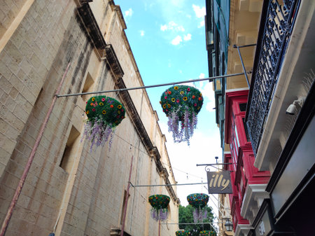 Valletta, Malta - September 24, 2025: Illy Cafe, Lounge, Spiraling tea cups and saucers at Valletta, Malta - September 24, 2025のeditorial素材