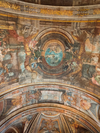 Valletta, Malta - September 24, 2025: The Church of Our Lady of Victory altar and ceiling interior at Valletta, Malta September 24, 2025のeditorial素材