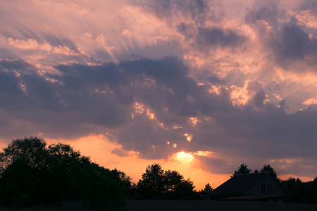 Picture of beautiful orange sunsetの写真素材
