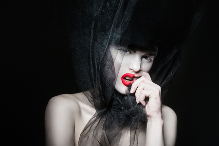 Portrait of a young girl. Stylish youth fashion, a fashion model for a freak girl.の写真素材