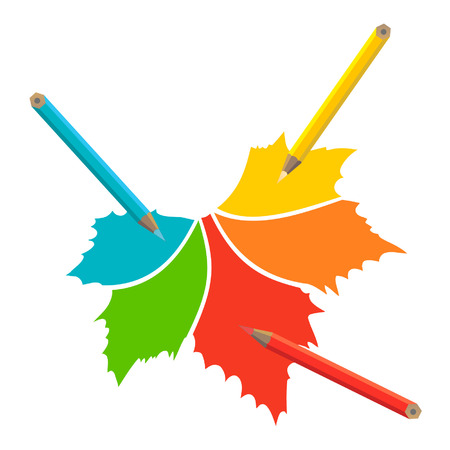 Maple Leaf and pencil vectorのイラスト素材
