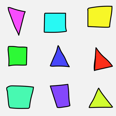 Abstract geometric figures triangle square cartoon vector drawing background wallpaper. Triangles and squaresのイラスト素材