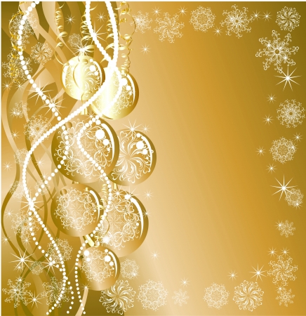 Christmas background with gold evening ballsのイラスト素材
