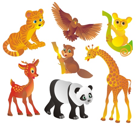 Many different wild animals, Vector illustrationのイラスト素材