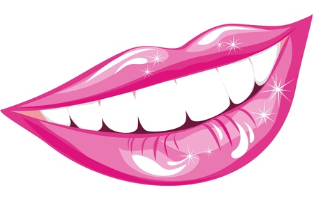 Beautiful smiling mouth with healthy teeth isolated on whiteのイラスト素材