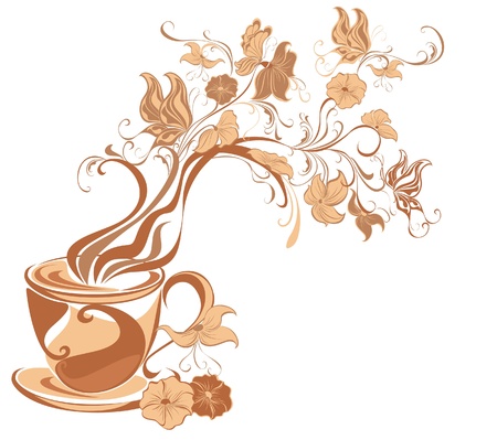 Floral tea with fragrant flower steam isolated on a whiteのイラスト素材