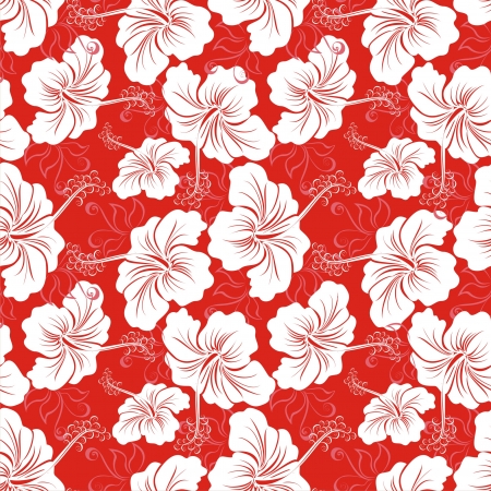 Seamless background with hibiscus flower  Hawaiian patternsのイラスト素材